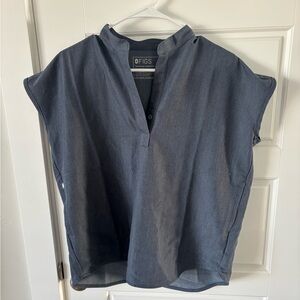 Figs Rafaela Oversized Scrub Top: Heather Denim, Size XS